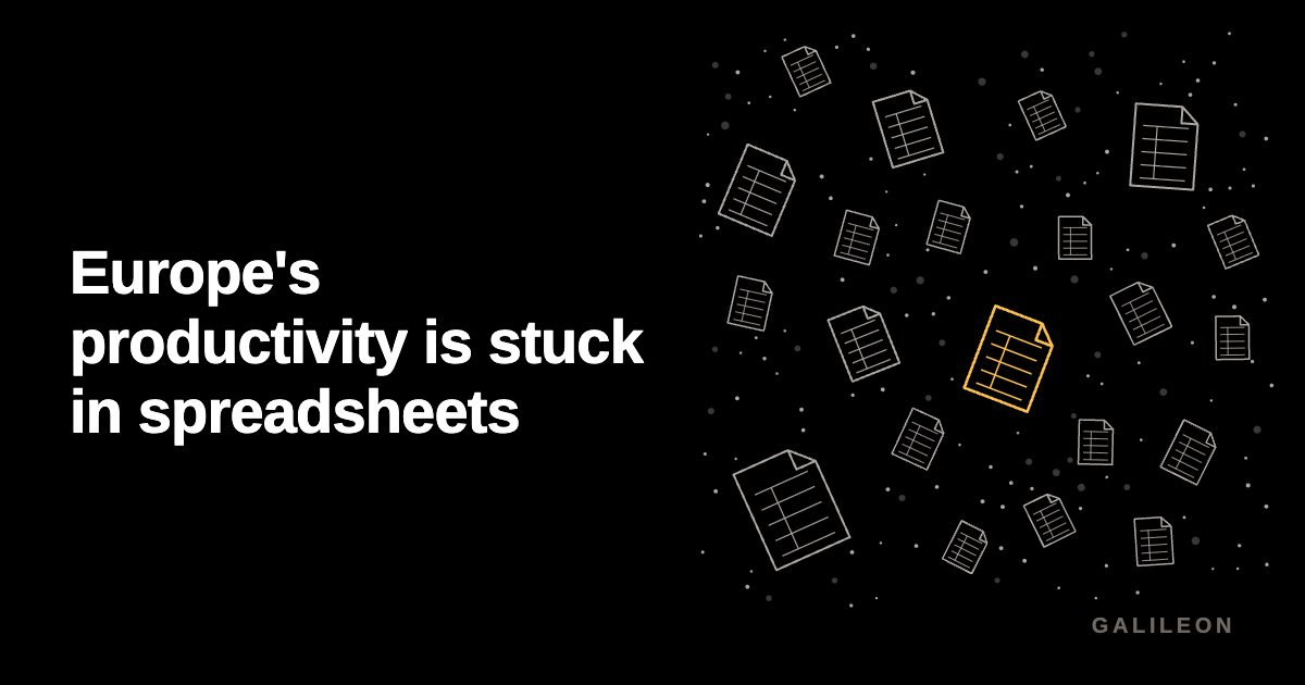 Loose spreadsheet files floating apart on black, not connected to each other. One of them is gold.