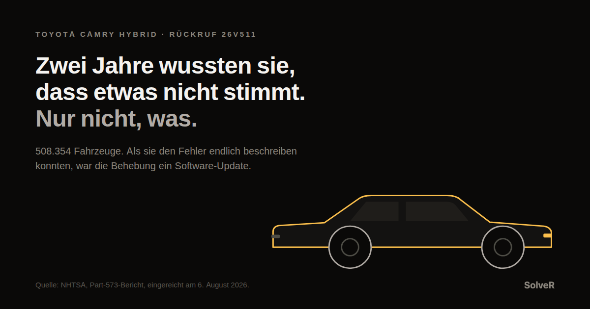 Umriss einer Limousine auf Schwarz, goldener Akzent - Fallstudie zum Toyota-Rückruf 26V511