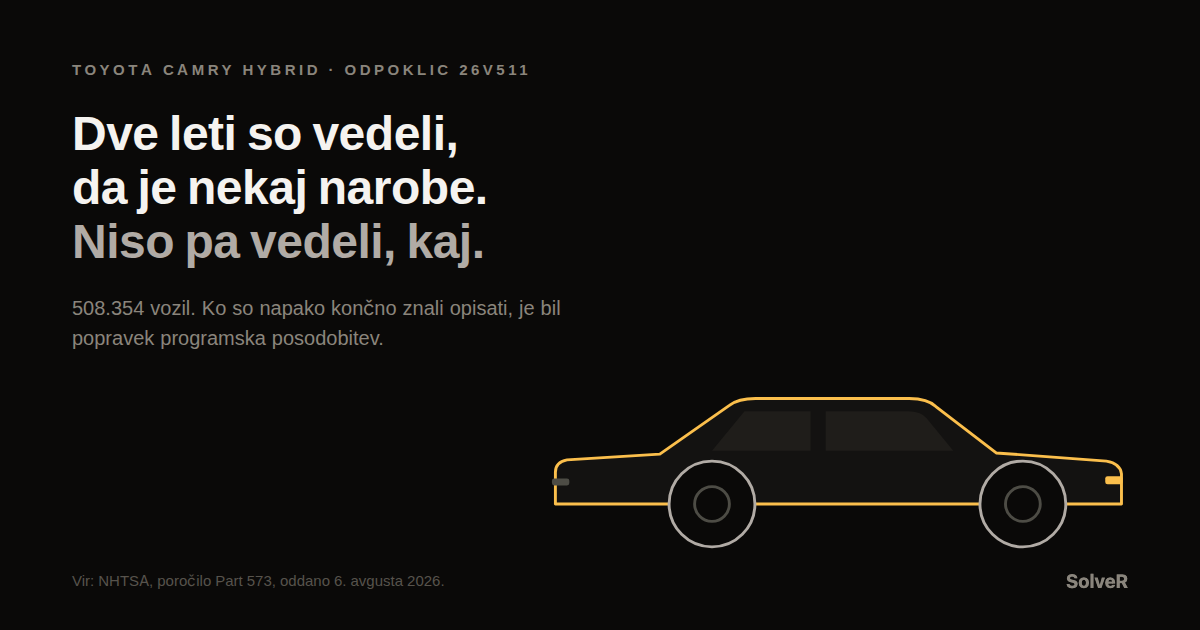 Obris limuzine na črnem, zlati poudarek - študija primera Toyotinega odpoklica 26V511